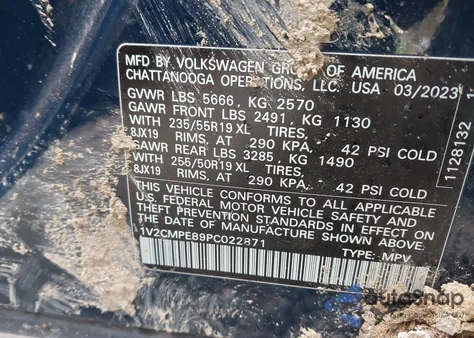 2023 Volkswagen Id.4 Pro из США, поврежденный, VIN 1V2CMPE89PC022871